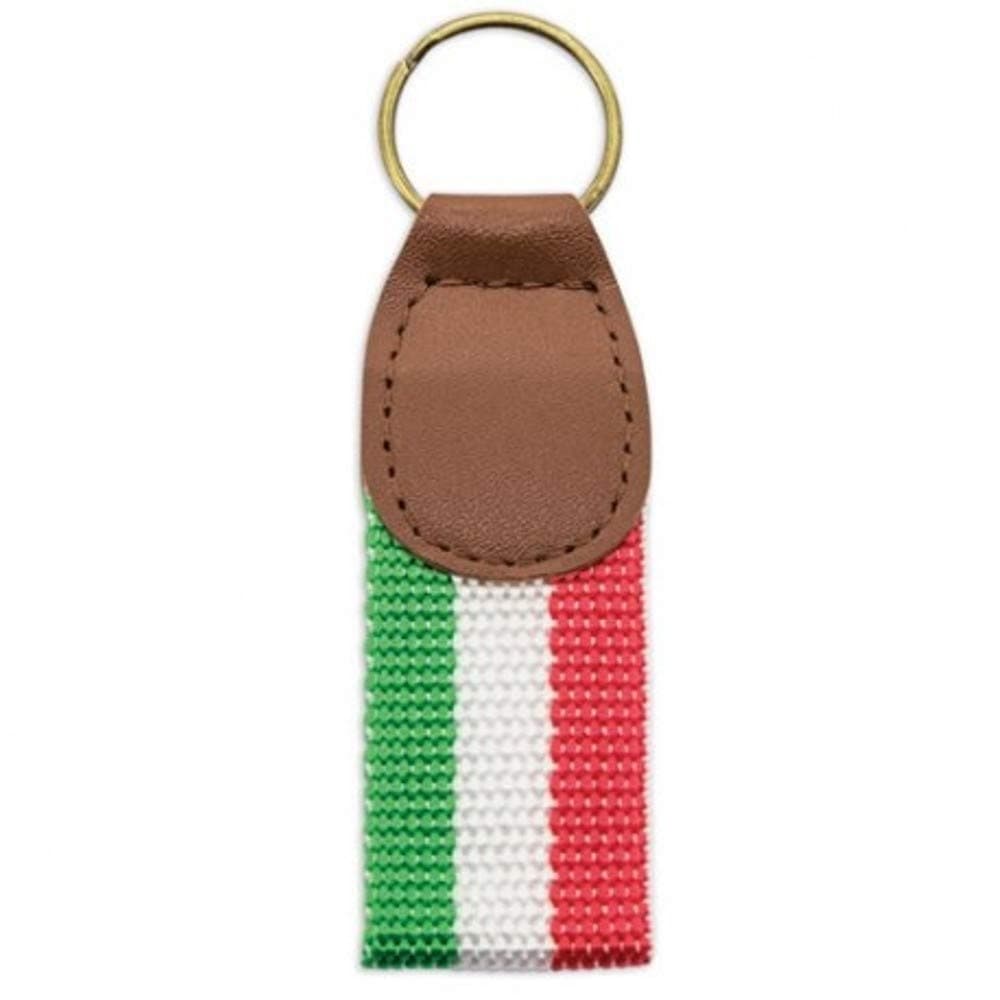 ITALY Flag keychain made of canvas and leatherette. Metal ring