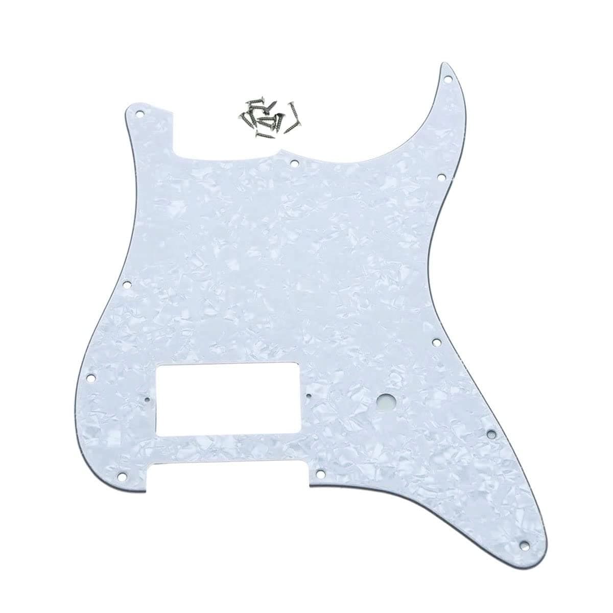 KAISH 11 Hole ST/Strat Style One Humbucker Guitar Pickguard Scratch Plate for Delonge Stratocaster/Strat White Pearl