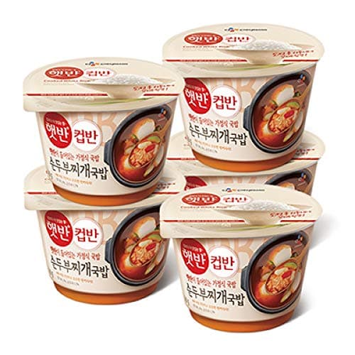 [ 5 Packs ] CJ Instant rice Cup Ban soft tofu steamed rice 햇반 컵반 순두부찌개국밥 173g