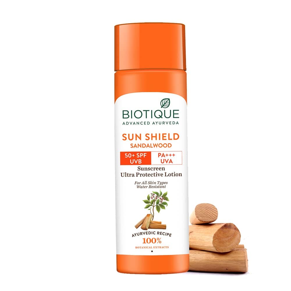 Biotique Bio Sandalwood Sunscreen Ultra Soothing Face Lotion SPF 50+ |Ultra Protective Lotion| Keeps Skin Soft, Fair and Moisturized| Water Resistant| For All Skin Types| 120ml
