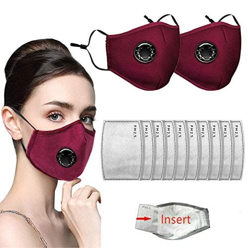 10pcs Activated Carbon Filter Replaceable Anti Haze Dust Face Health Protection Mouth Cover Face Cover mouth muffle for Adults Red