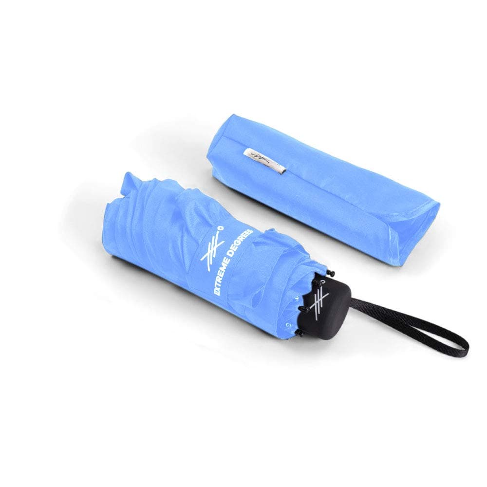 Mini Umbrella. Weatherproof Coating. Folds to 6 inches. (Light Blue)