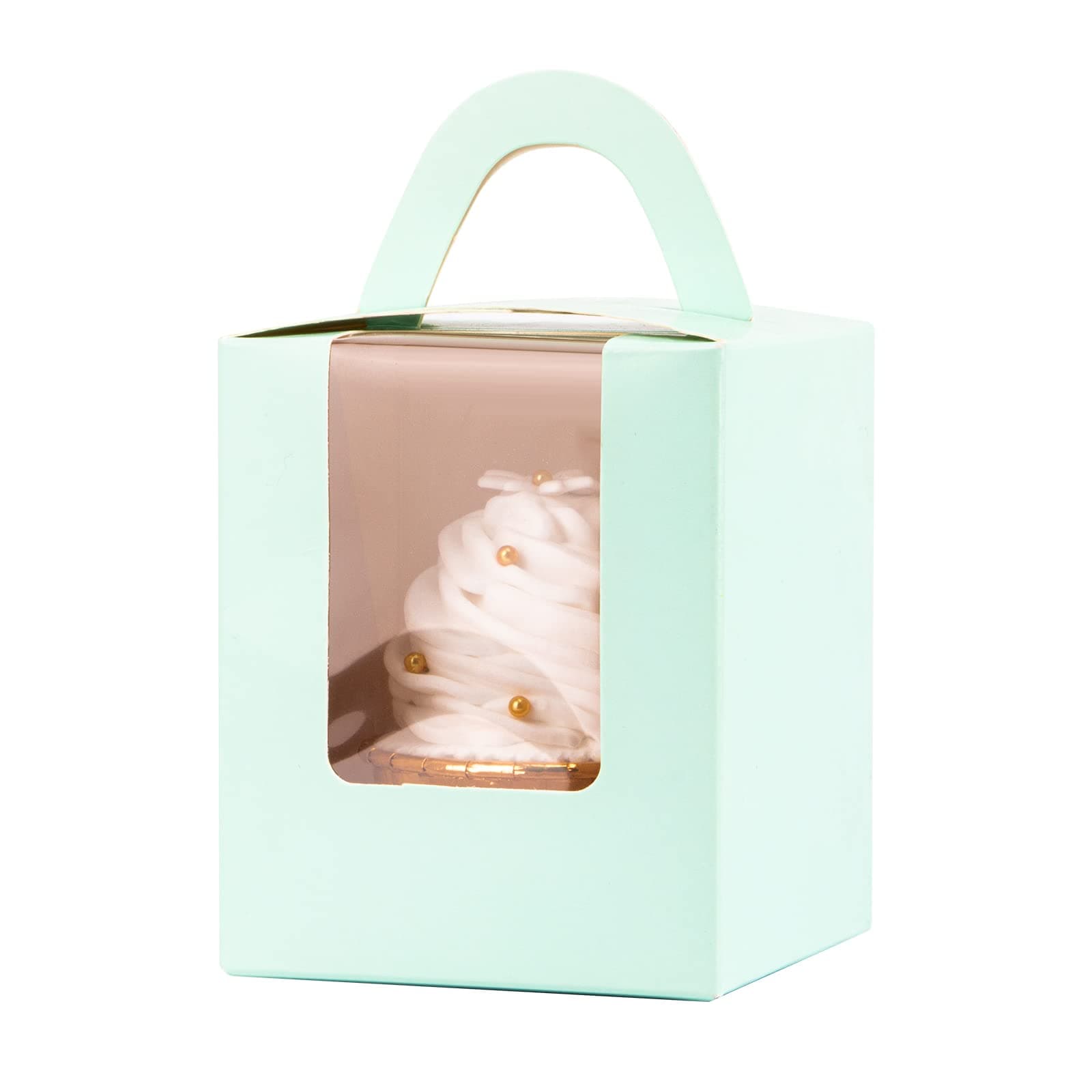 Single Cupcake Boxes with Window, 24pcs Gift Box for cupcake to go for Wedding Decoration, Party Favor, Green