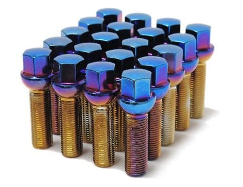 Mevius 40612UN Blue Neon 14mm x 1.5" x 40mm Thread Size Ball Seat Lug Bolt, (Set of 20)