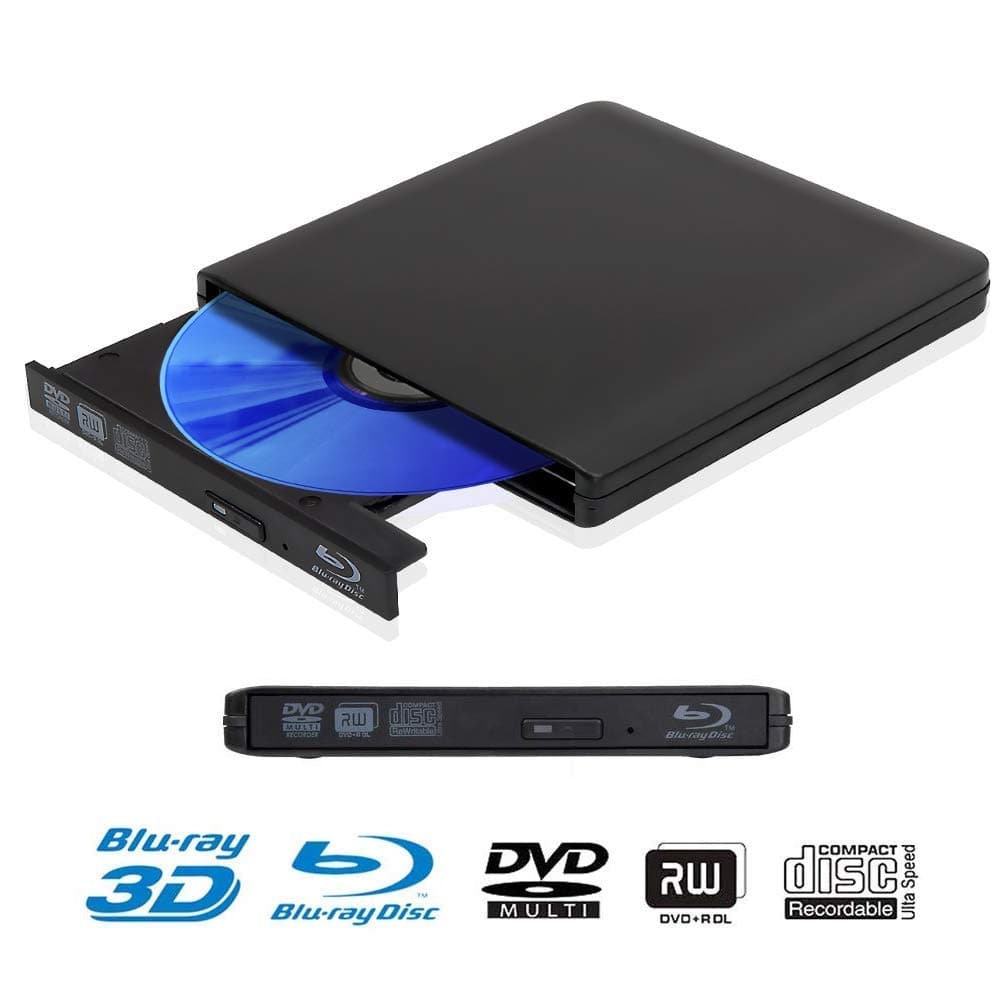 External 4K 3D Blu Ray DVD Drive Burner, Portable Ultra Slim USB 3.0 Blu Ray BD CD DVD Burner Player Writer Reader Disk for Mac OS, Windows 7/8/10,Linxus, Laptop