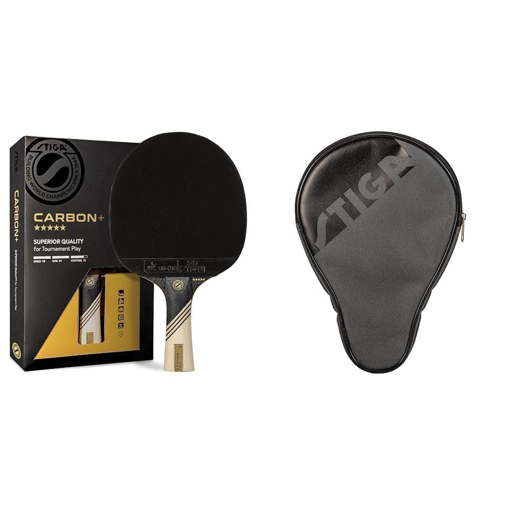 Carbon+ Ping Pong Paddle – 7-ply Extra Light Carbon Fiber Blade – 2mm Premium Sponge – Concave Pro Handle for Exceptional Grip – Performance Table Tennis Racket for Tournament-Level Play Red