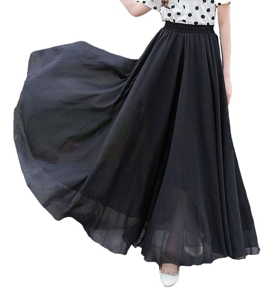 Womens Chiffon Retro Long Maxi Skirt Beach Ankle Length Skirt