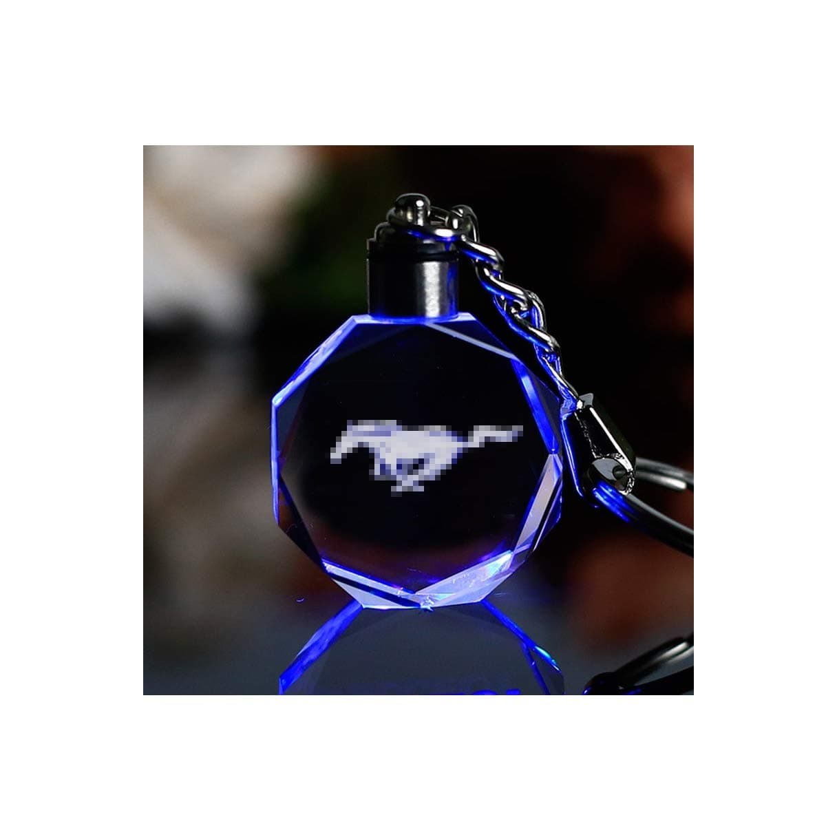 LED Car Logo MUSTANG Keychain Crystal Light Changing Car Key Chain Keyring Accessories with Gift Box