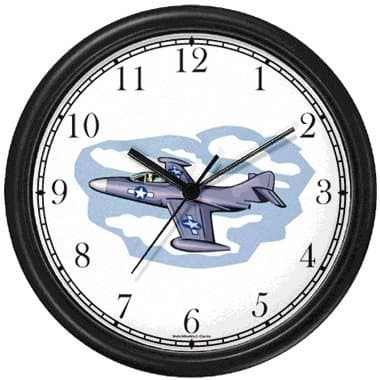 WatchBuddy A-4 SkyhawkJet Plane Wall Clock Timepieces (Black Frame)