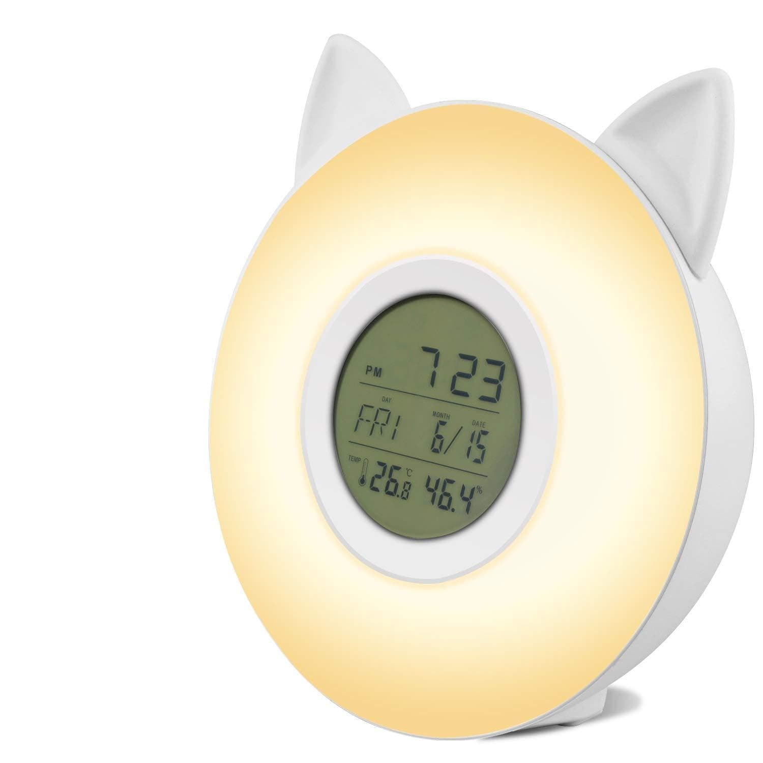 Wake Up Light Alarm Clock, Bellaelegance Sunrise Sunset Simulation Table Bedside Lamp, Innovative RGB Atmosphere Lamp, Accurately Test Temperature and Humidity,FM Radio (Upgrade Vision)