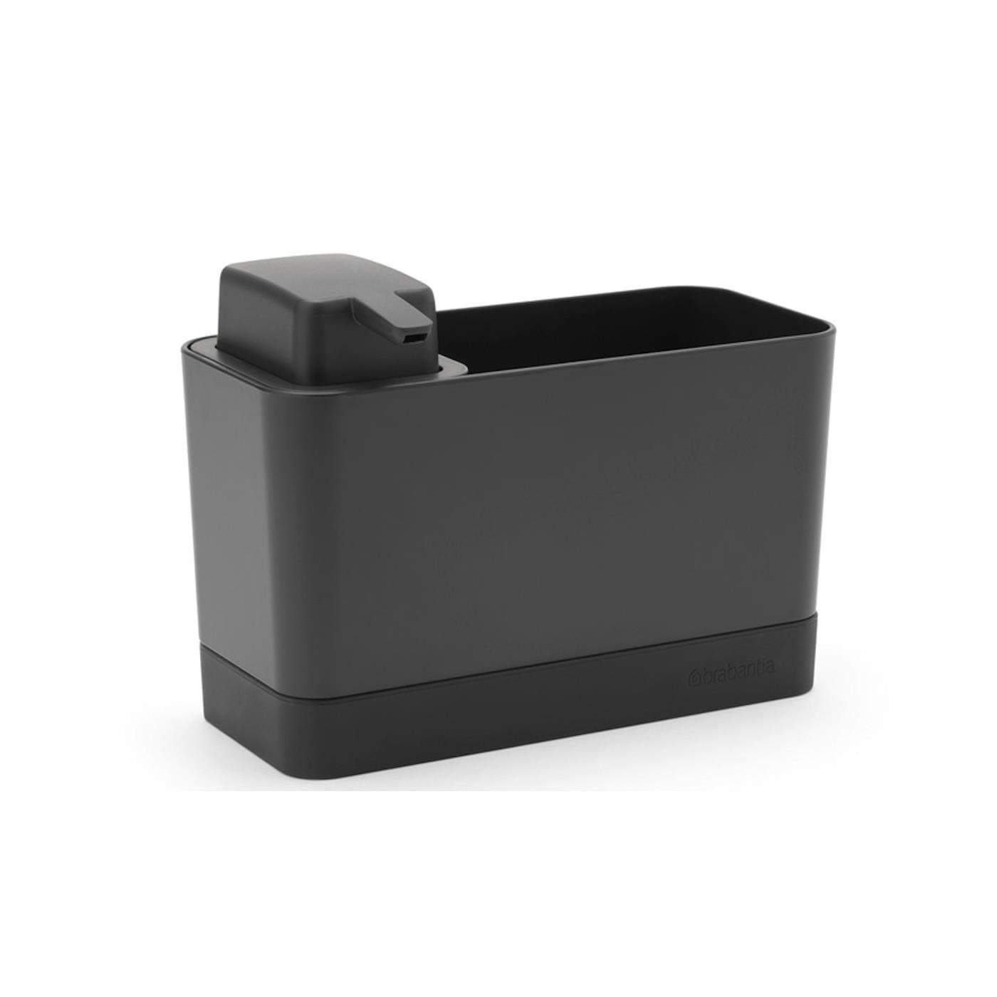 Kitchen Sink Organiser Set with Soap Dispenser (Dark Grey) Cloths/Sponge Storage Holder + Refillable Handwash Pump (250ml)