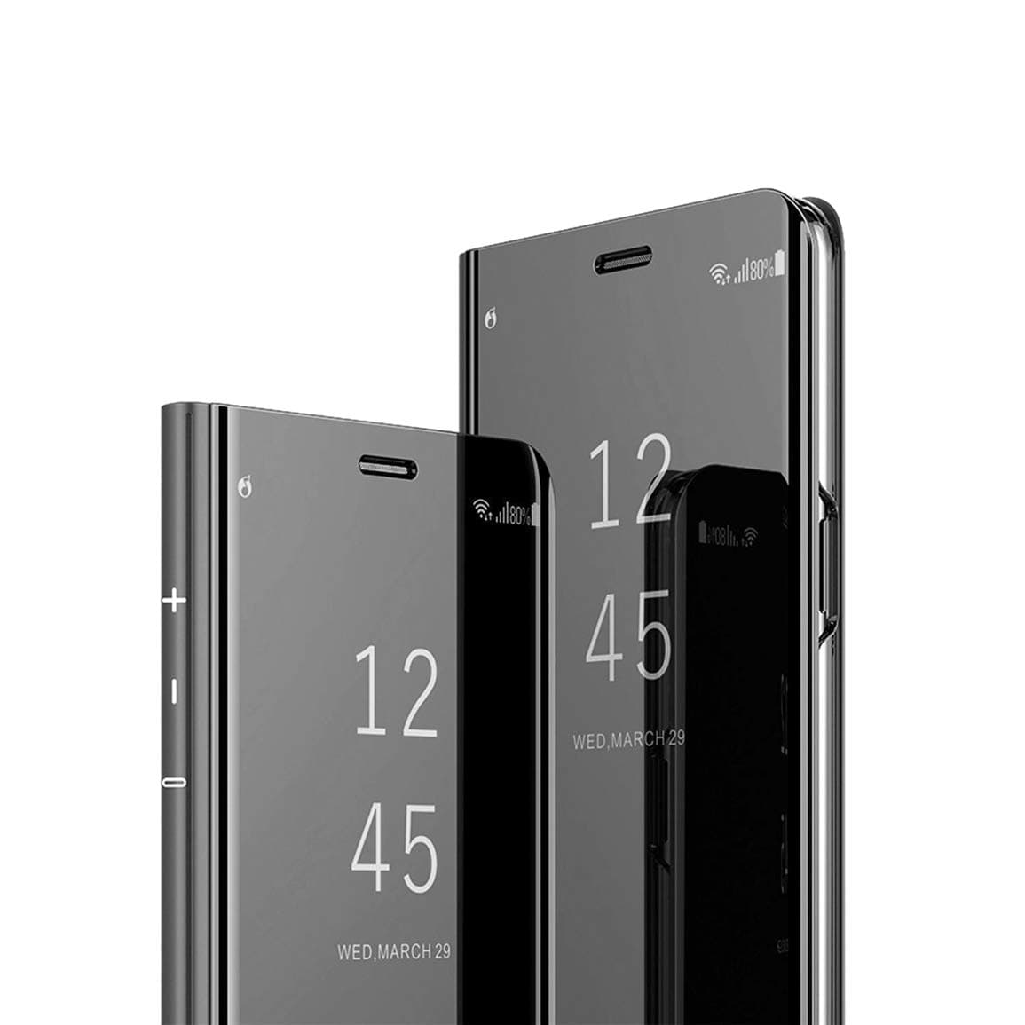 MRSTER Case for Samsung Note 8, Mirror Design Clear View Flip Bookstyle Luxury Protecter Shell With Kickstand Case Cover for Samsung Galaxy Note 8. Flip Mirror: Black