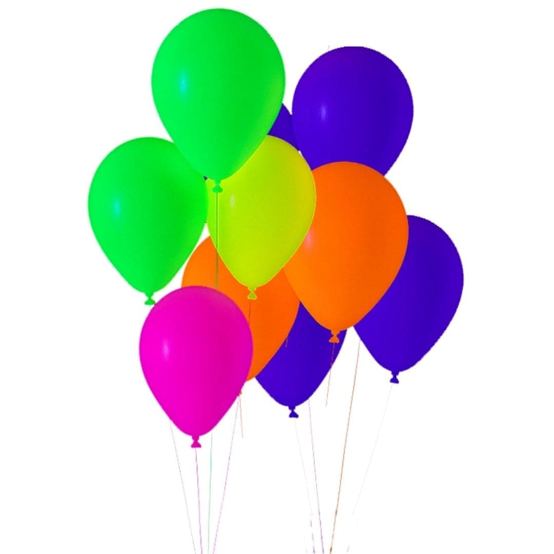 WP WANNA PARTY 10 Pcs UV Neon Balloons 12 inches, Neon Glow Party Balloons UV Glow in the dark for Birthday Decorations Wedding Glow Party Supplies Blacklight Reactive Fluorescent Balloons,Rubber