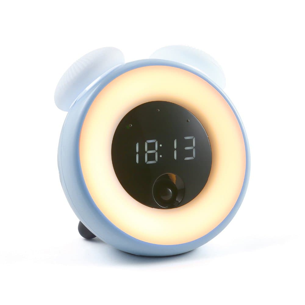 Wake Up Light Digital Alarm Clock Night Light Smart Intelligent Sensor Snooze Function Touch Control Electronic Desktop Clock Mushroom Desk Lamp (Blue)
