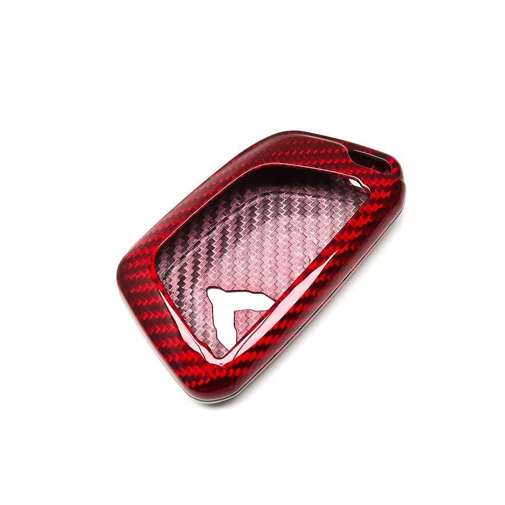 Genuine Carbon Fiber for Chevrolet Corvette C8 Key Fob Case Cover 2020 2021 2022 (Red, Black) Keyless Entry Shell Trim (Red), 4 x 1 x 1
