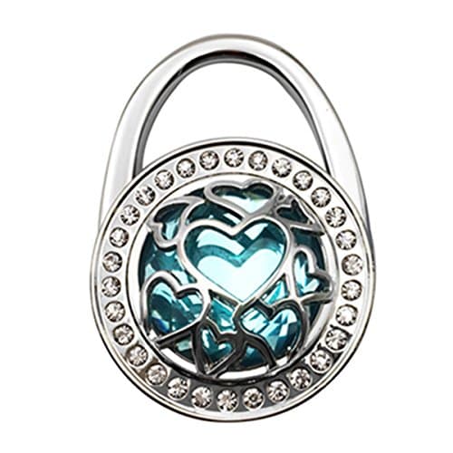 Multiple Hearts Style Premium Foldable Handbag Bag Purse Hanger (SkyBlue)