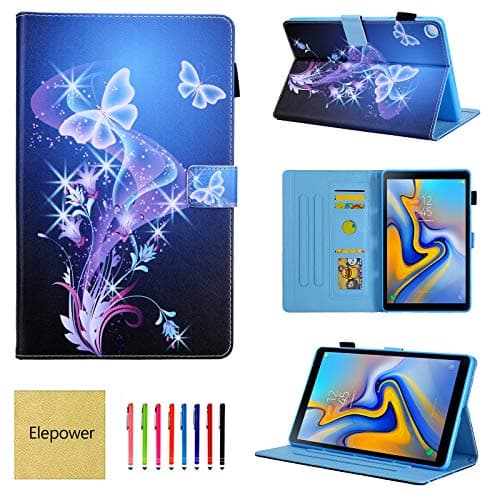 Galaxy Tab S5e 10.5 Case 2019 SM-T720 T725, Elepower Slim Fit Multi-Angle Stand [Card Slots] PU Leather Pattern Folio Cover with Auto Sleep/Wake for Samsung Galaxy Tab S5e 10.5 Inch, Purple Butterfly