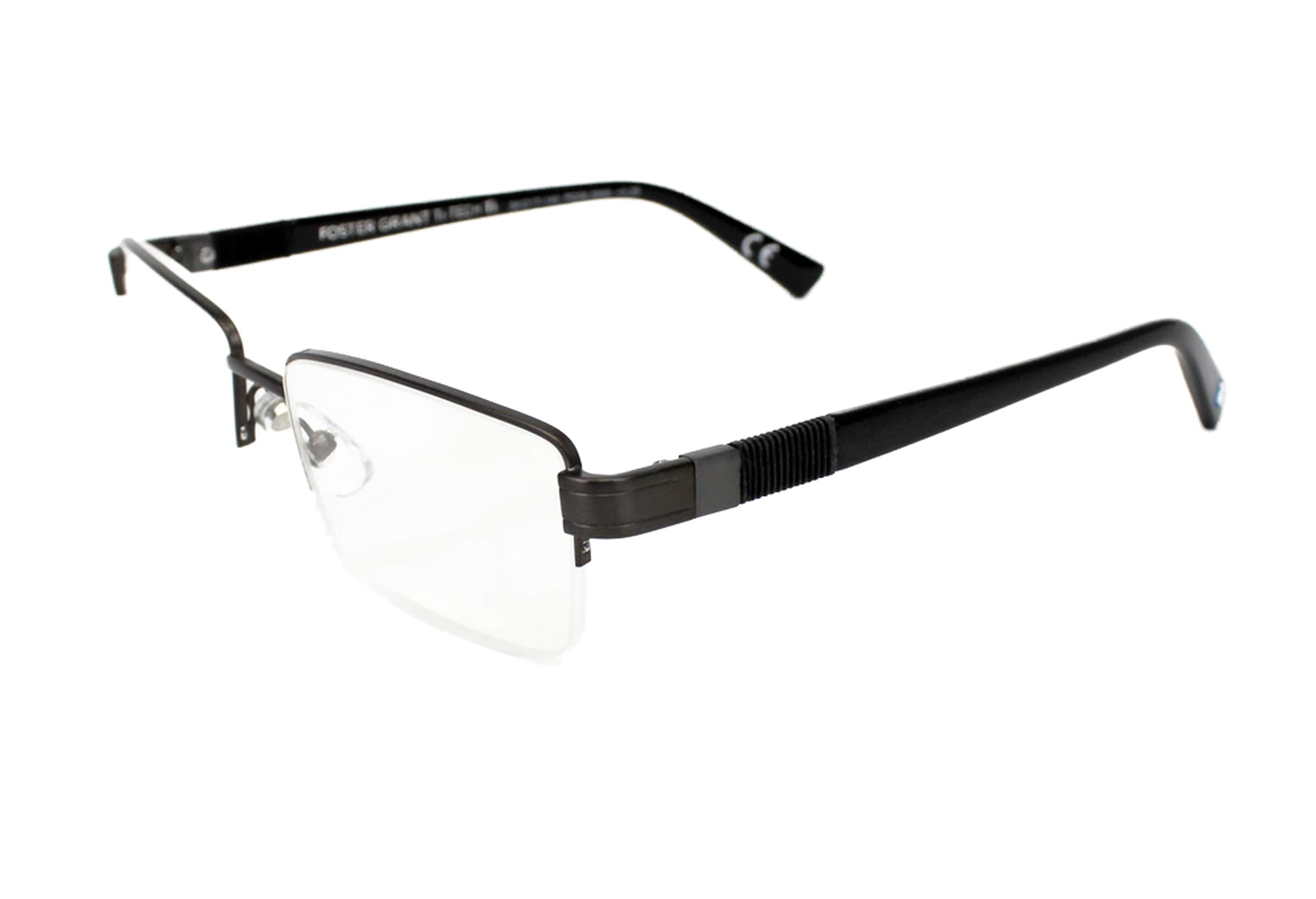 Foster Grant Ti-Tech Dark Ti101 Gunmetal Semi-Rimless 3.25 w/Case