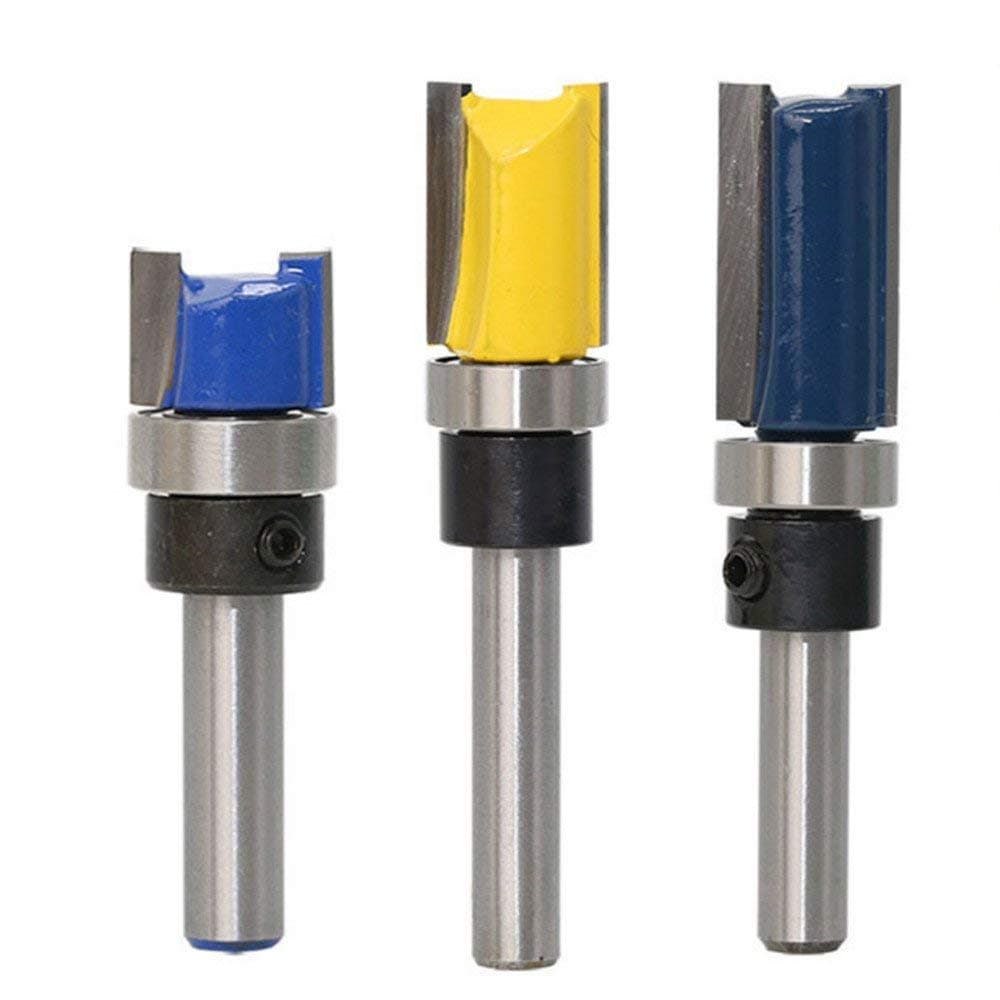 Wood Milling Cutter, DeSS 3Pcs/Set 1/4" Diameter Shank Flush Trim Pattern Router Bit Set Top Bearing Cutter AE