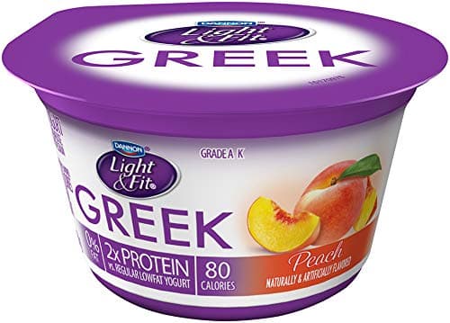 Light and Fit Greek Peach Nonfat Yogurt, 5.3 Ounce -- 12 per case.