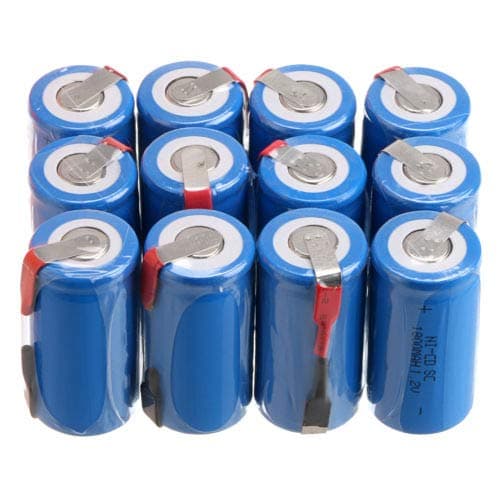 12PCS Blue Sub C NiCd Batteries SC 1.2V 1800mAh Ni-Cd Rechargeable Battery Set With Tap