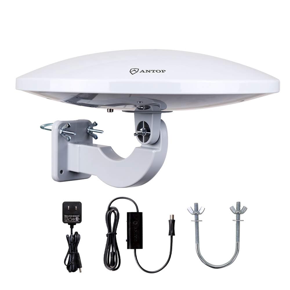 PL-414BG HDTV Antenna UFO 360° Omni-Directional Reception with Smartpass Amplifier & Built-in 4G LTE Filter, Enhanced VHF &UHF Signal, Fit Outdoor/RV/Attic Use (4K UHD Ready)