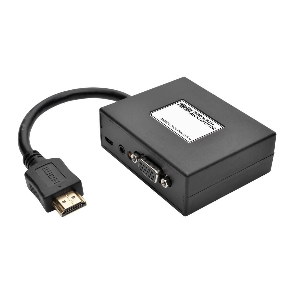 Eaton TrippLite HDMI to VGA and Audio Adapter, 6 in. (15.2 cm), Black, TAA