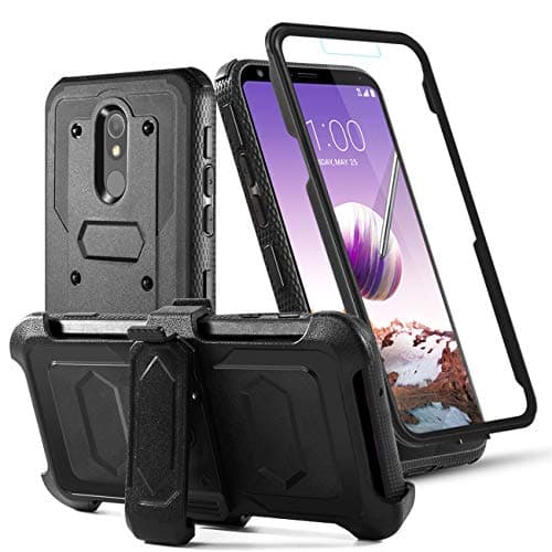 Toyouu for LG Stylo 5/5+/5V/5X/LG Stylo 5 Plus Phone Case Built-in[Full Coverage Screen Protector] with Belt Clip[Kickstand] Full Body Heavy Duty Sturdy Swivel Belt Clip Holster Case,Black