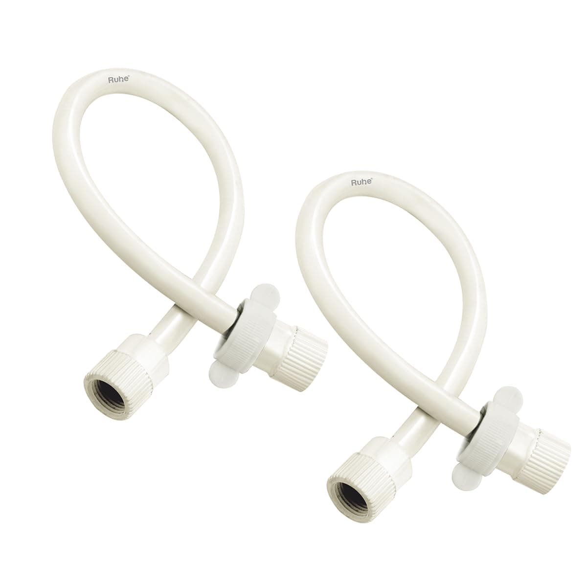 Ruhe® 18 Inches Connection Pipe | PTMT Heavy Duty Connection Pipe |White | Hose Pipe Suitable for Countertop Faucets| Pipe For Basins and Sinks, Geysers & Flush Tanks | Bathroom Accessories (Set Of 2)