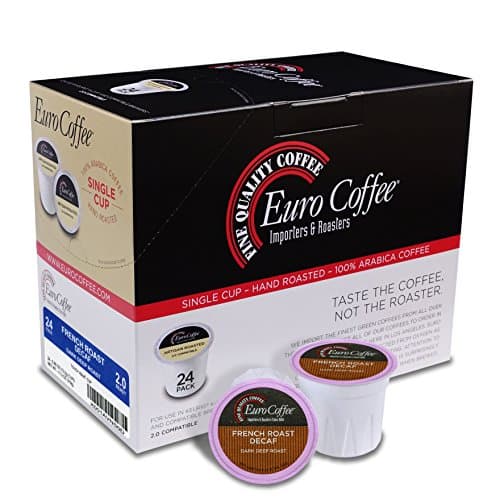 Euro Coffee 24 Count Single-Serve K-Cup Keurig Compatible. Award Winning Artisan Coffee Roaster (French Roast Decaf)