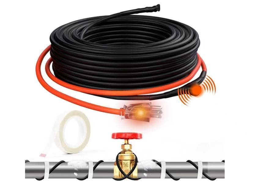 15ft Heat Tape for Pipe Freeze Protection, Self-Regulating Heating Cable for Metal And Plastic Home Pipes, Energy-Saving Keeps Water Flowing at -40°F, ETL Listed, 120V 3W/FT