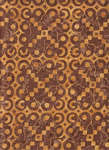 South Seas Dark Chocolate Brown Square Lace Doily Shapes on Amber Gold Batik ~ Half Yard!!! ~ Batavian Batik #22052-225 Quilt Fabric 100% Cotton 45" (114 cm) Wide
