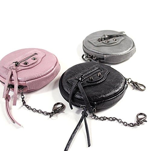 Wike-Mini Coin Bag Wallet Hand Pouch Purse for PU Leather(Black,Gray,Pink,)