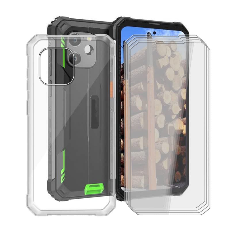 Phone Case for Blackview BV8900 (6.50") Case with 4 X Tempered Glass Protective Film, Slim Soft TPU [Shockproof X Anti-Yellowing] Clear Shell, for Blackview BV8900 Case