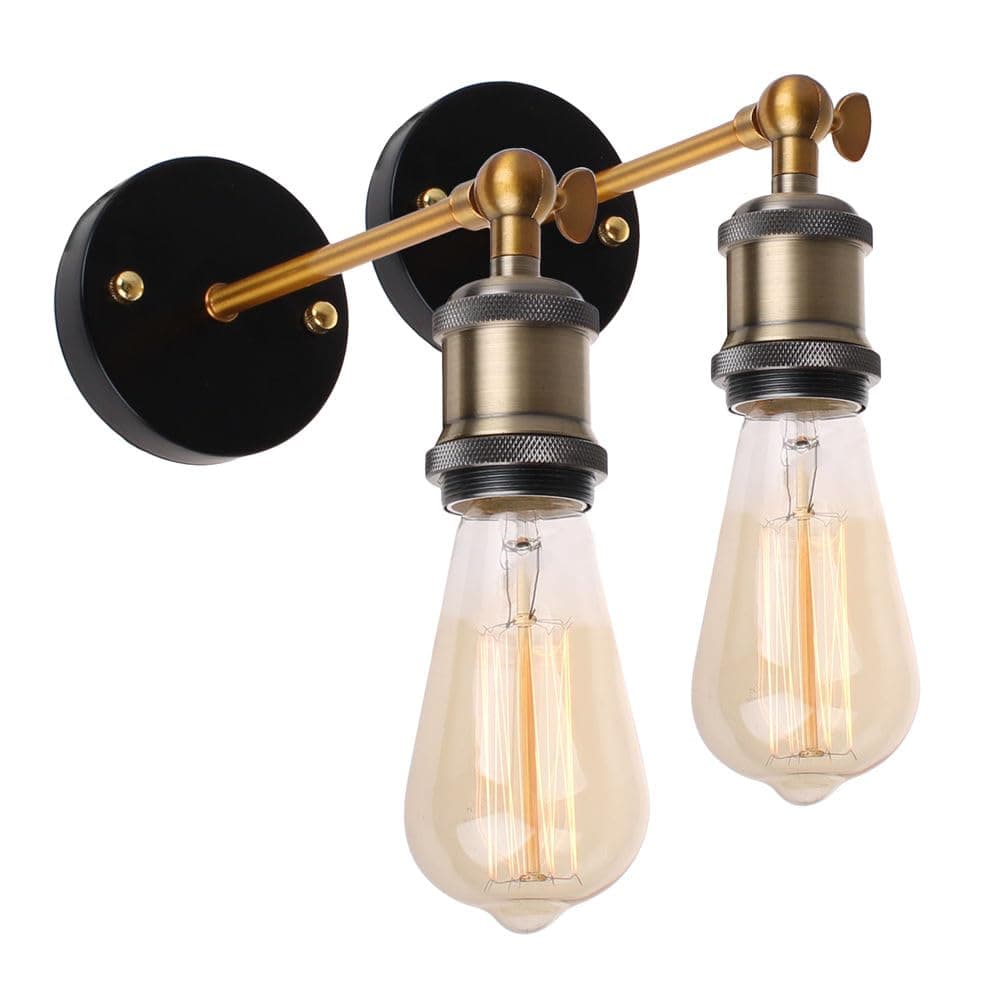 Grapelet 2X Industrial Wall Light Licperron Retro Antique Wall lamp Sconce Fitting Fixtures with E27 Light Holder for Kitchen, Living Room, Bedroom, Hotel Decoration (Note: No Bulbs)