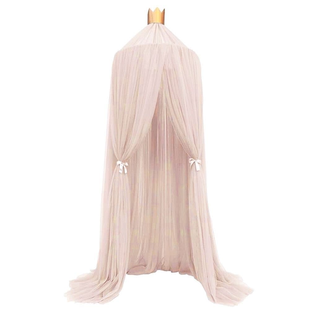 Kids Baby Princess Mosquito Net Bed Canopy with Round Lace Dome Children Playing Reading Canopy Tent Netting Curtains (Khaki)