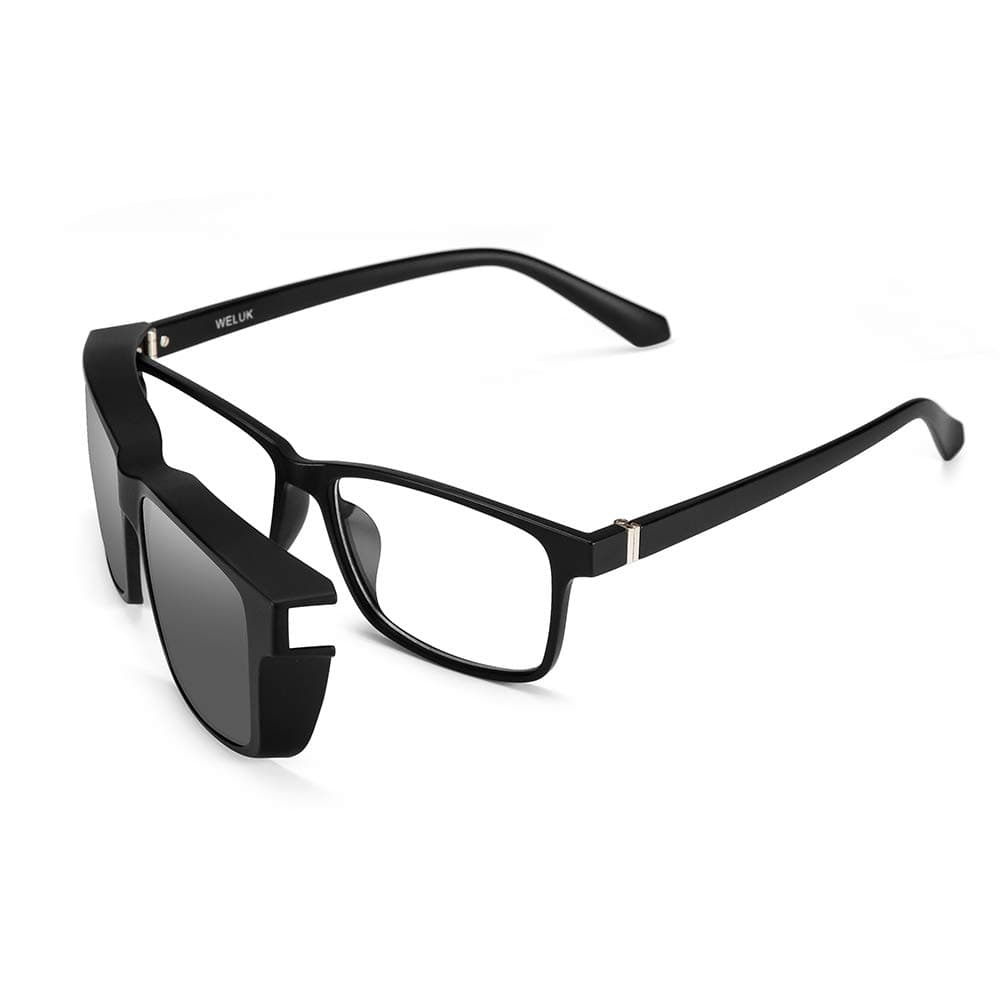 2 in 1 Set, Eyeglasses Frame with Magnetic Clip on Polarized Sunglasses