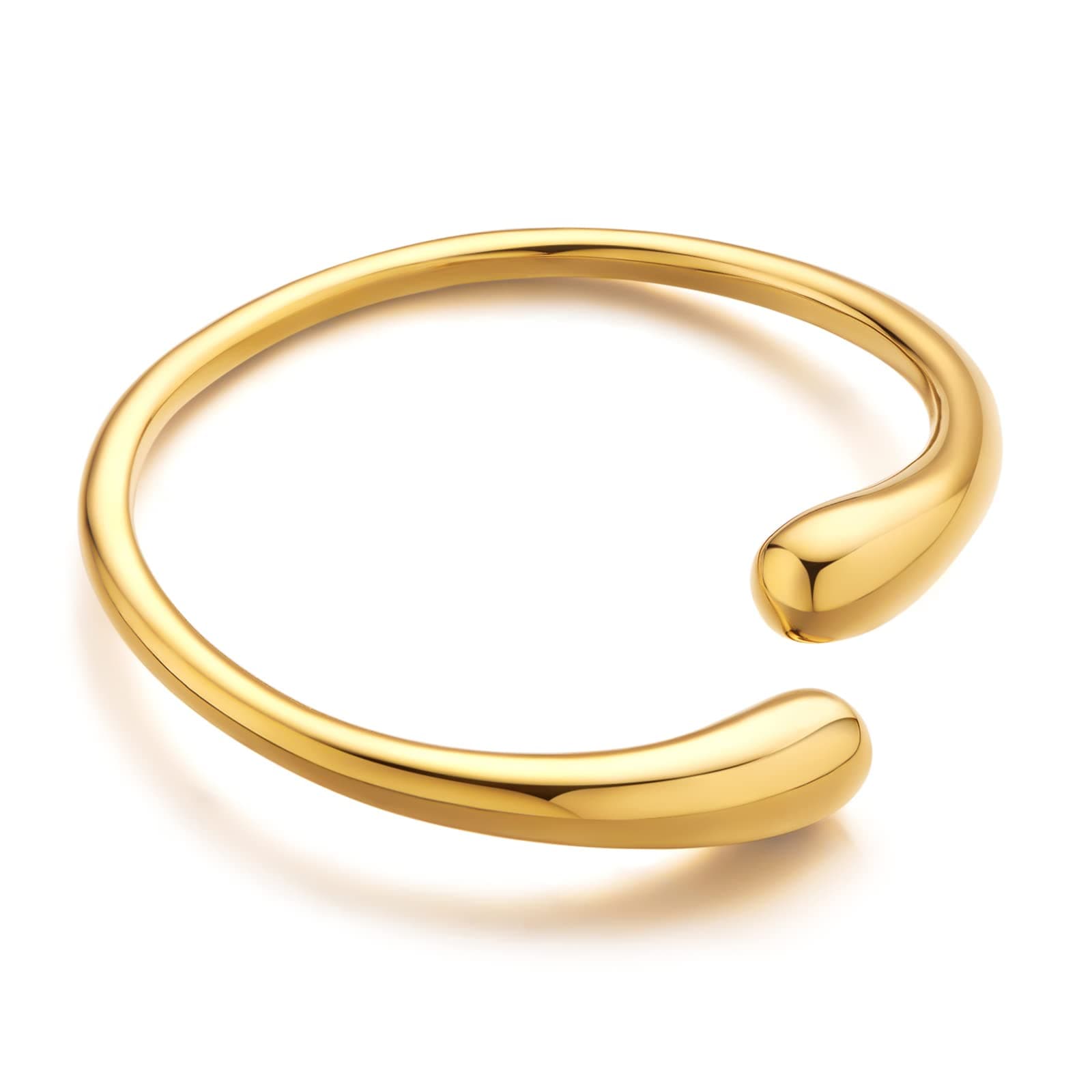 Teardrop Gold Cuff Bracelets for Women Adjustable 18K Gold Plated Chunky Open Cuff Bangle Bracelets Minimalist Thick Gold Wrist Cuff Bracelets