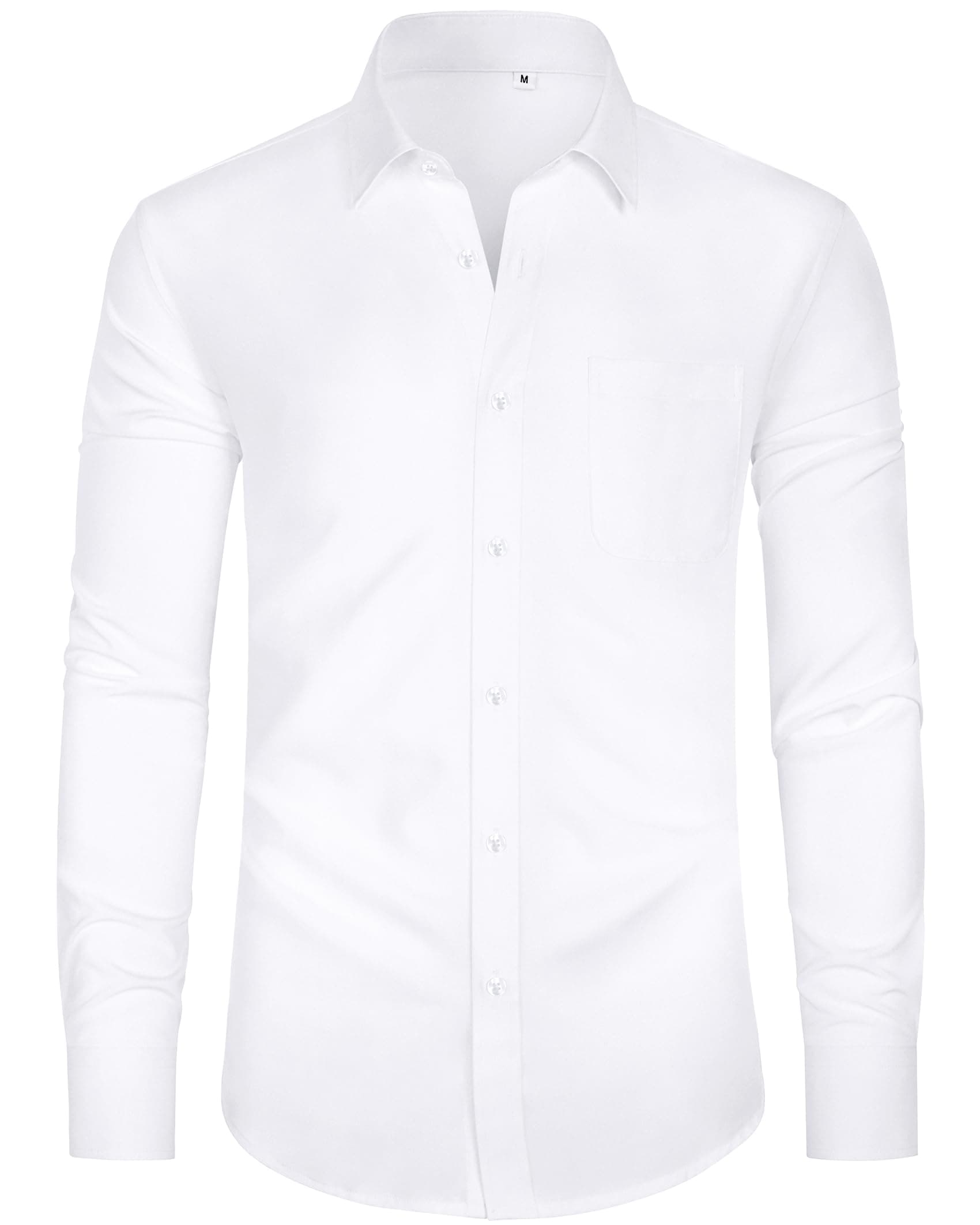 Men's Long Sleeve Shirts 4-Way Stretch Wrinkle Free Formal Dress Shirt Business Casual Wedding Work Button Down Shirts with Pocket