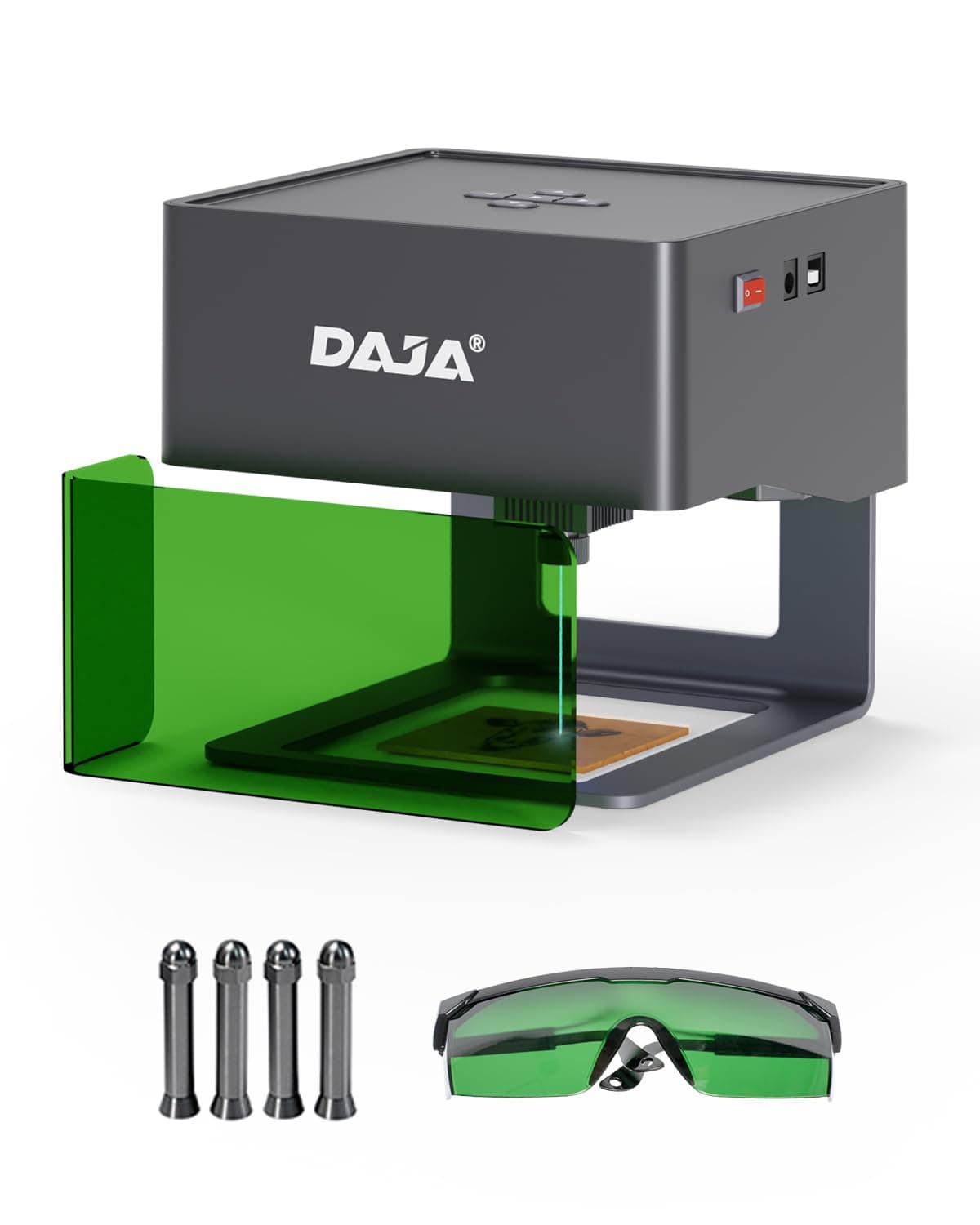 DAJA DJ6 Laser Engraver with Higher Columns Portable Laser Engraving Machine Kits for DIY Supports Win/Mobile System/Offline Laser Cutter (Working Area 3.15 * 3.15 inches)