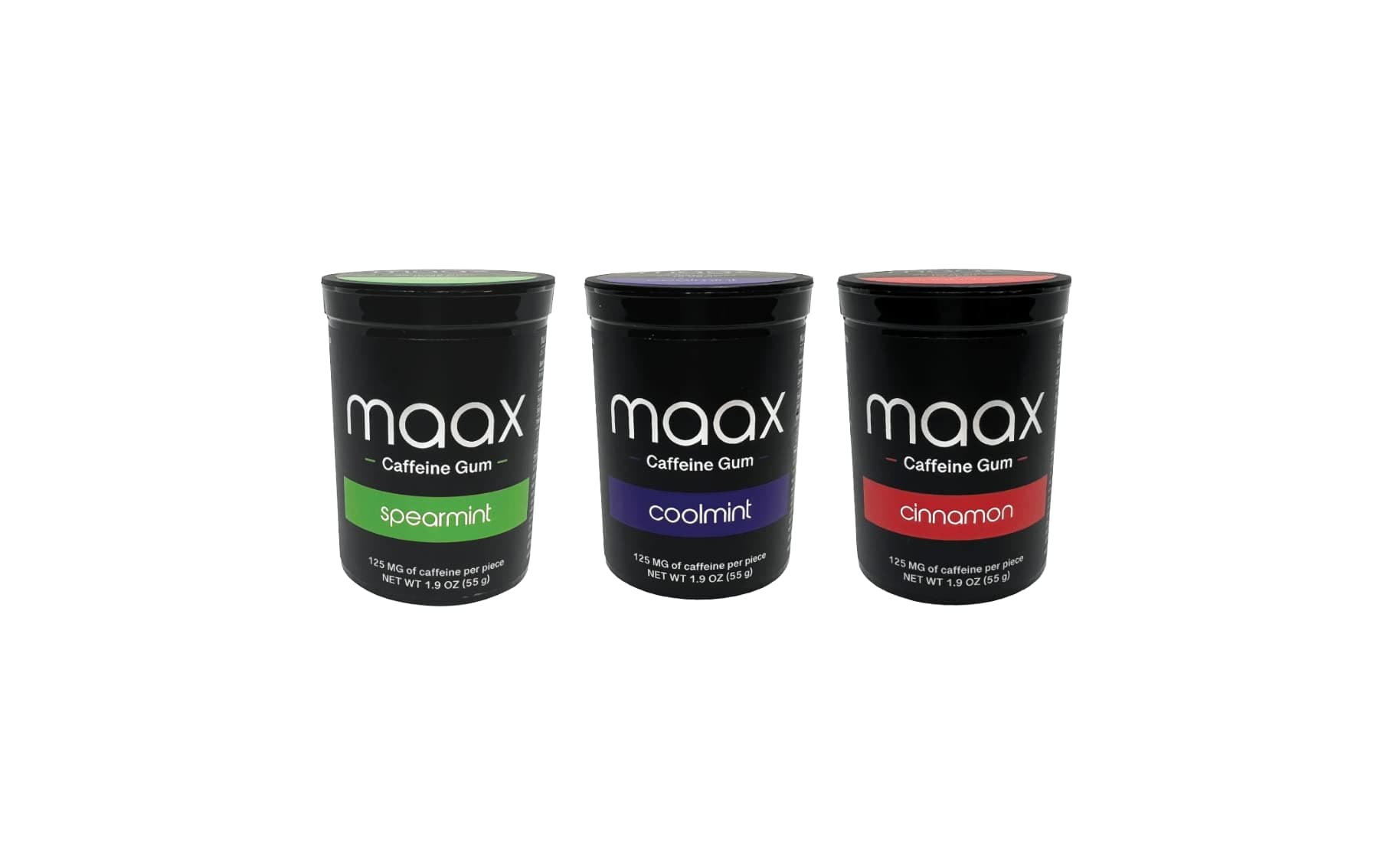 Maax Caffeine Energy Gum | Focus Gum | 125mg of Caffeine per Piece | Variety Pack | 75 Pieces per Pack