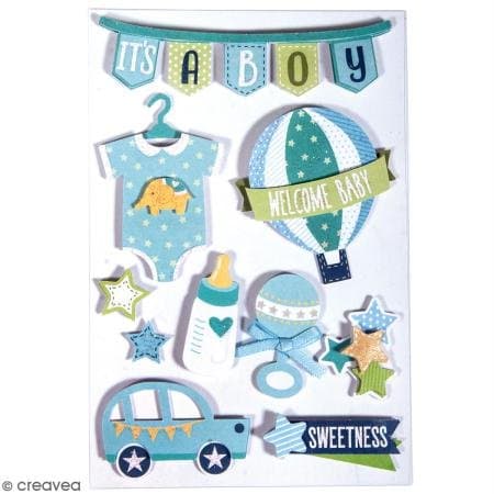 Rayher 3D Stickers x 10 - Baby boy