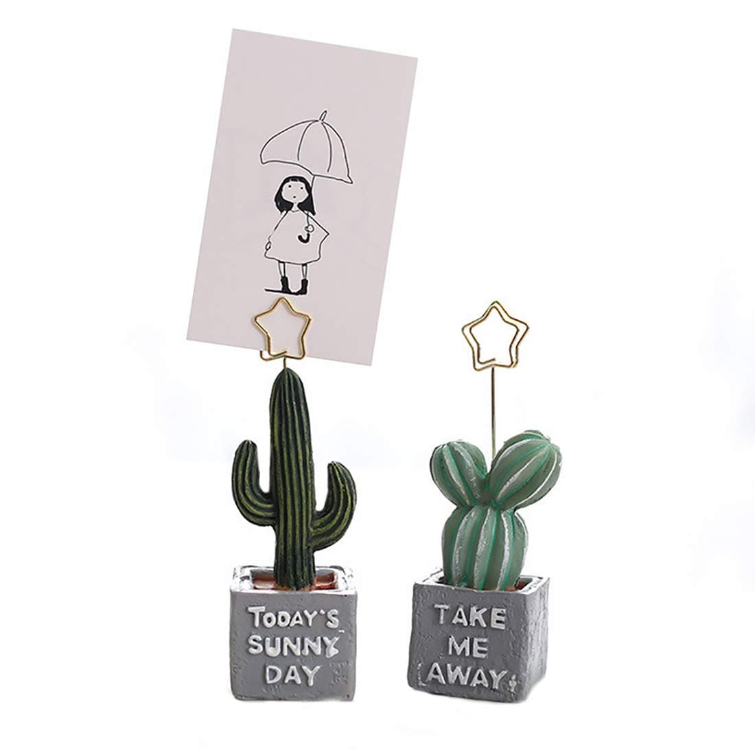 Eilova 2Pcs Cute Creative Cactus Business Name Card Place Stand Table Number Holder Photo Memo Note Clip Decoration for Wedding Party Favor