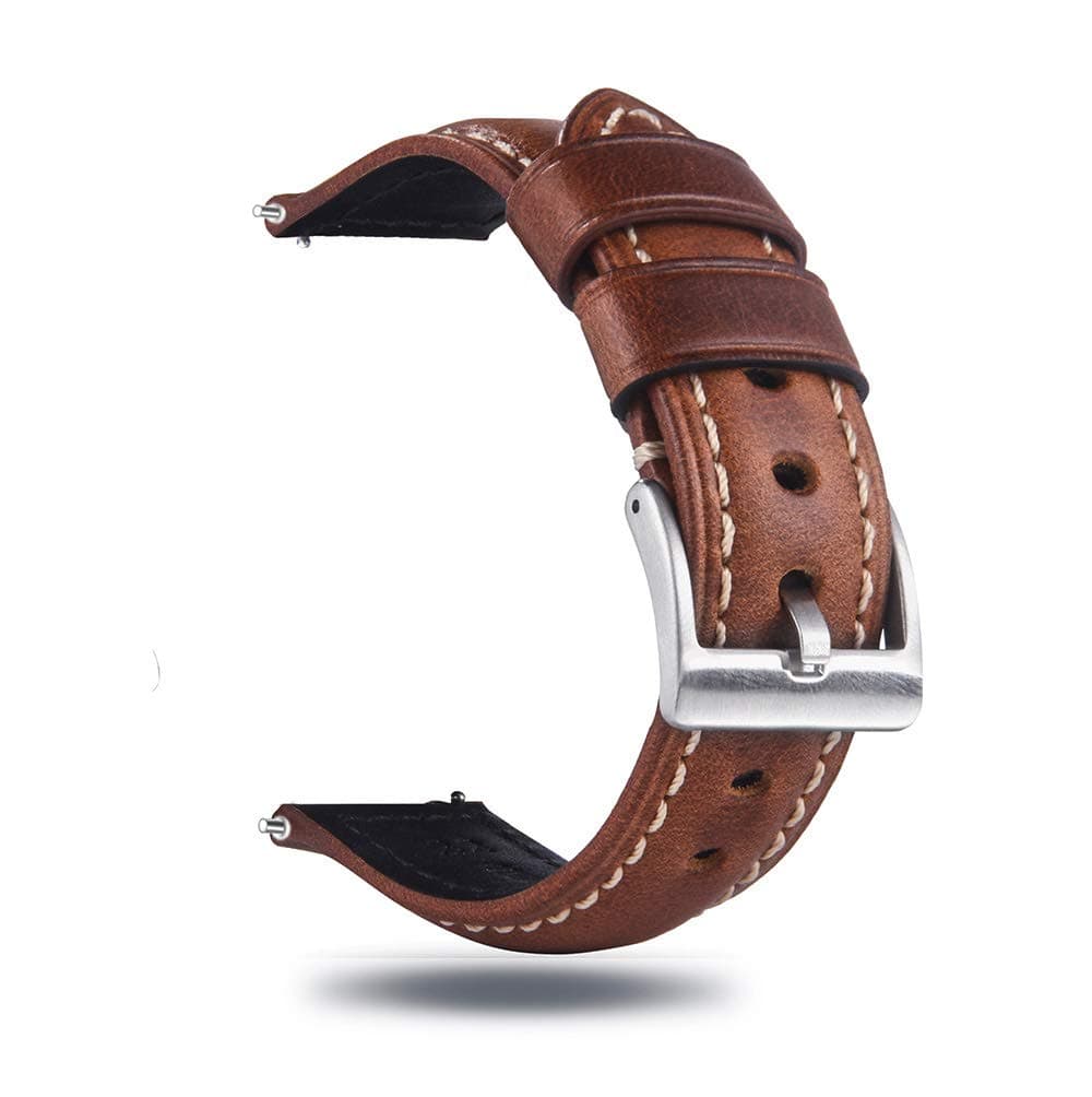 Quick Release Retro Leather Watch Band,Vintage Oil-tanned Pull-up Leather Strap Replacement,Choice of Width-18mm 20mm 22mm 24mm or 26mm