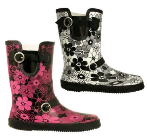 New Black Short Flower Festival Wellies Wellington Boots Sz US 6