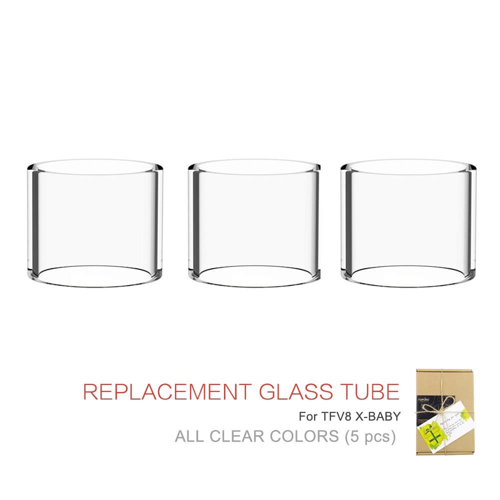 (5-Pack) Topkee TFV8 X-Baby Glass Tube Replacement Transparent Colors