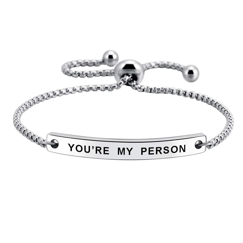 You're My Person Hand Stamped Cuff Bangle Best Friend Positive Bracelet Gift for Family Lover