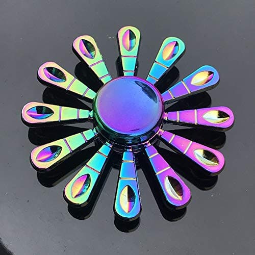 - Rainbow Peacock Feather Colorful Metal Spinner for Kids Adults Focus Autism ADHD Spinning Top Spiral Twister Finger tip Gyro Stress Relief Toy