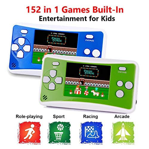 Handheld Games Console for Kids, Portable Retro Video Game Can Play on TV(Green and Blue)