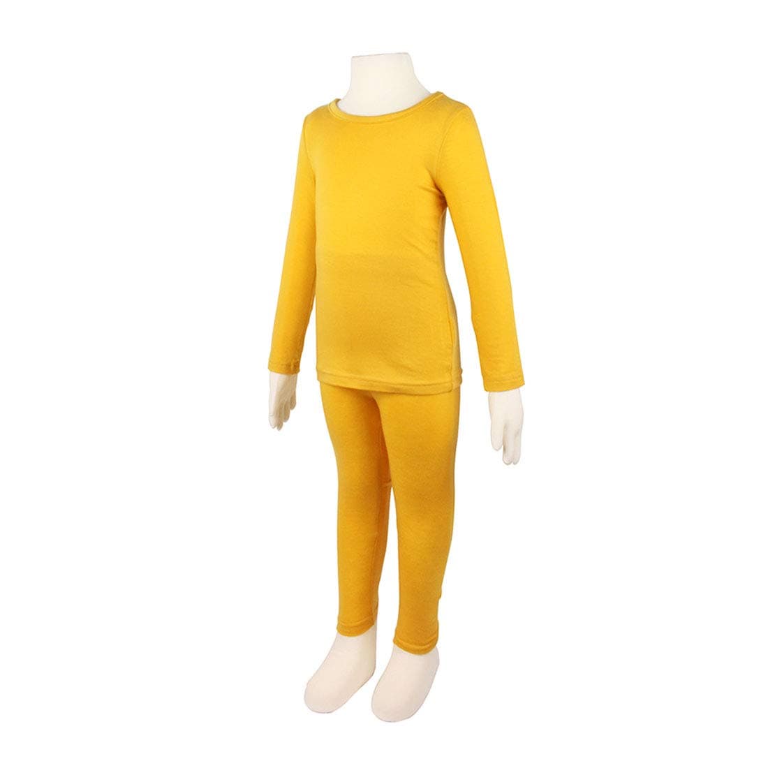 Children's Soft & Light Tencel Underwear Innerwear Long Johns Top & Bottom Set (5~6Y, Yellow)